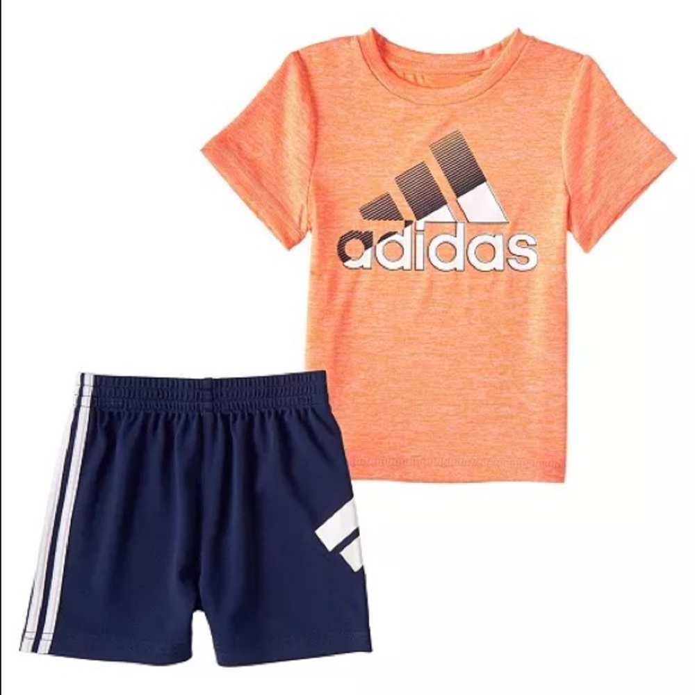 Adidas Baby Boy 12M Orange Short Set